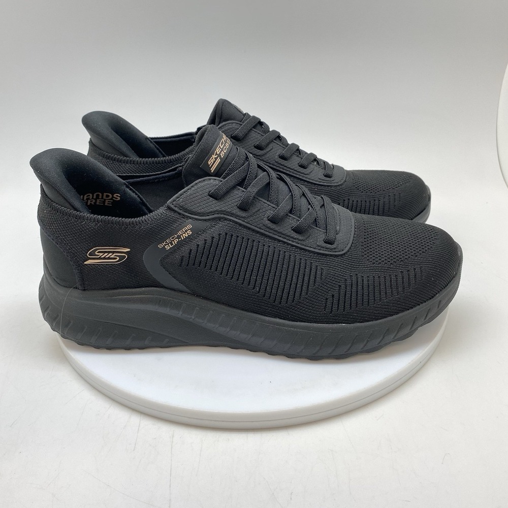 Skechers Womens 8.5 Bobs Squad Chaos Memory Foam Black Walking Sneakers 117497W